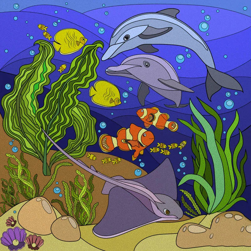 Custom size Window Film Stained Glass Films Frosted Privacy Static Cling Background Sticker Aquarium Ocean Poster Fish Tank Film