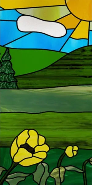 Custom Size Window Film, Stained Glass Stickers, Static Cling, Frosted Privacy Print, Sun,Sailboat,for Window Door, Home Decor