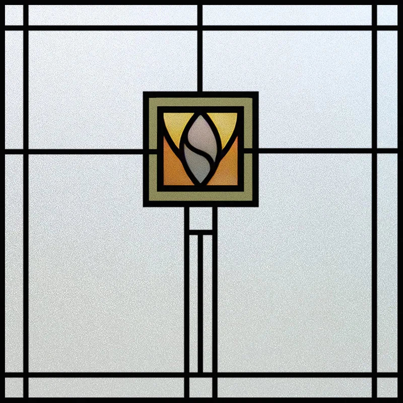 Custom Size Stained Glass Window Film Frosted Privacy Static Cling Retro Prairie Matte Stickers Shower Kitchen Office Home Decor