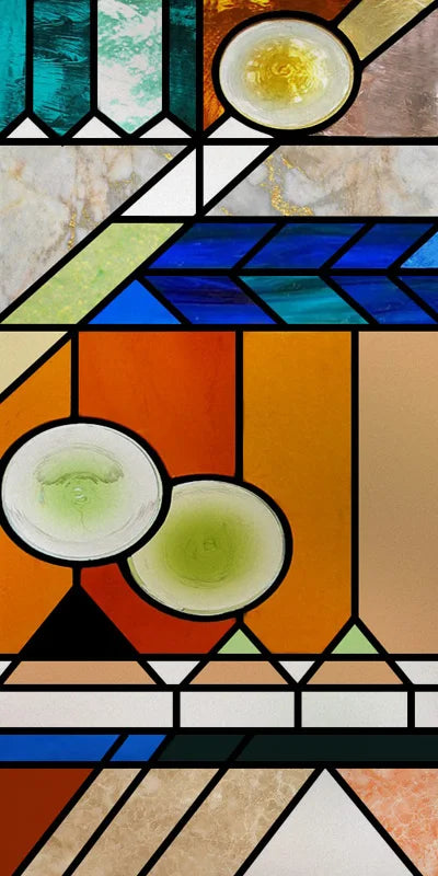 Custom Size Stained Glass Window Film,Frosted Privacy, Static Cling,Retro Prairie Style Stickers,Kitchen Bathroom Door, Home