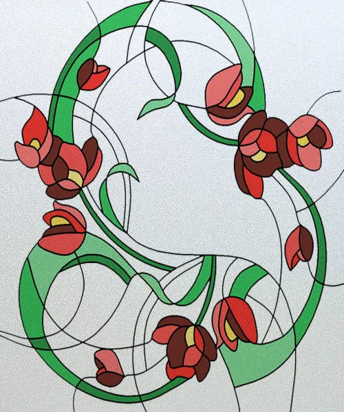 Custom size Glass Films Stained Glass Stickers Static Cling Frosted Privacy PVC Print Flower,Cat,Fish For Window Door Home Decor