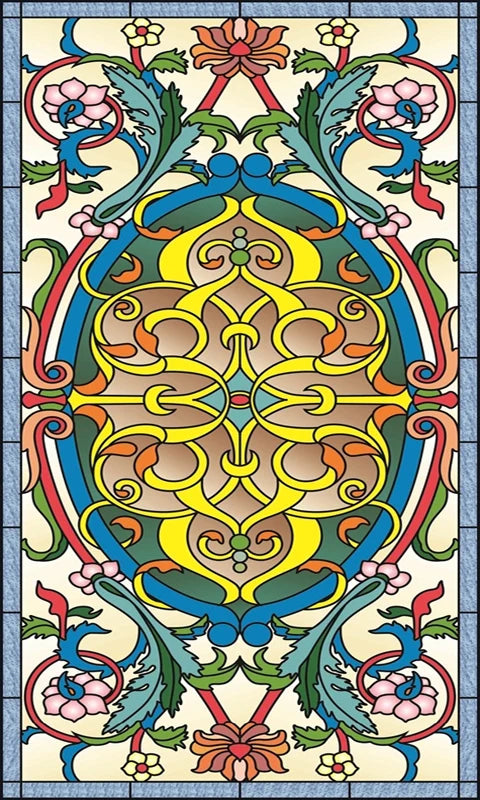 Window Film Victorian Stained Glass Films Customized  Church-style Static Cling Sticker Kitchen Bathroom Substitute for Home