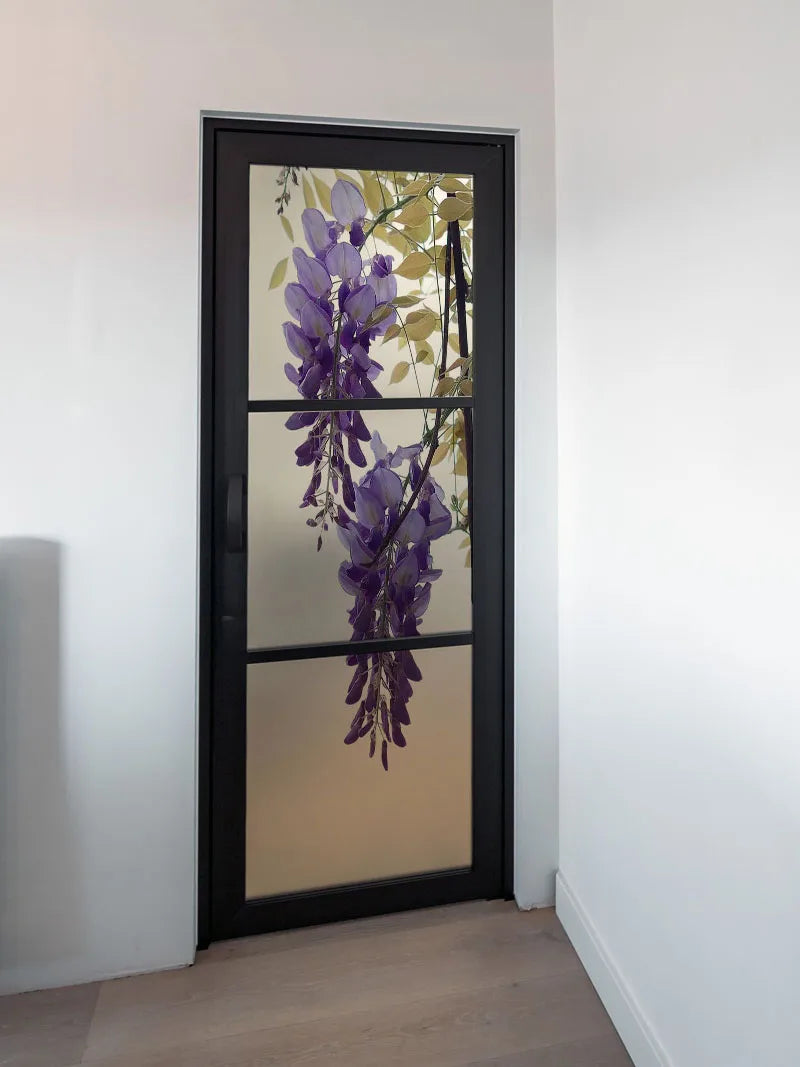 Custom Size Window Glass Films Privacy Film Static Cling Door Sticker Wisteria Pictures Shower Office Bedroom Kitchen Home Decor