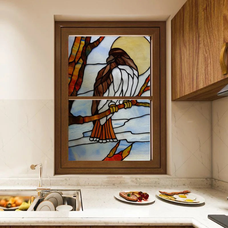 Custom Size Glass Window Film,Static Cling Frosted Opaque Glass Films,Stickers For Wardrobe Bathroom Kitchen Door,Tree Poster