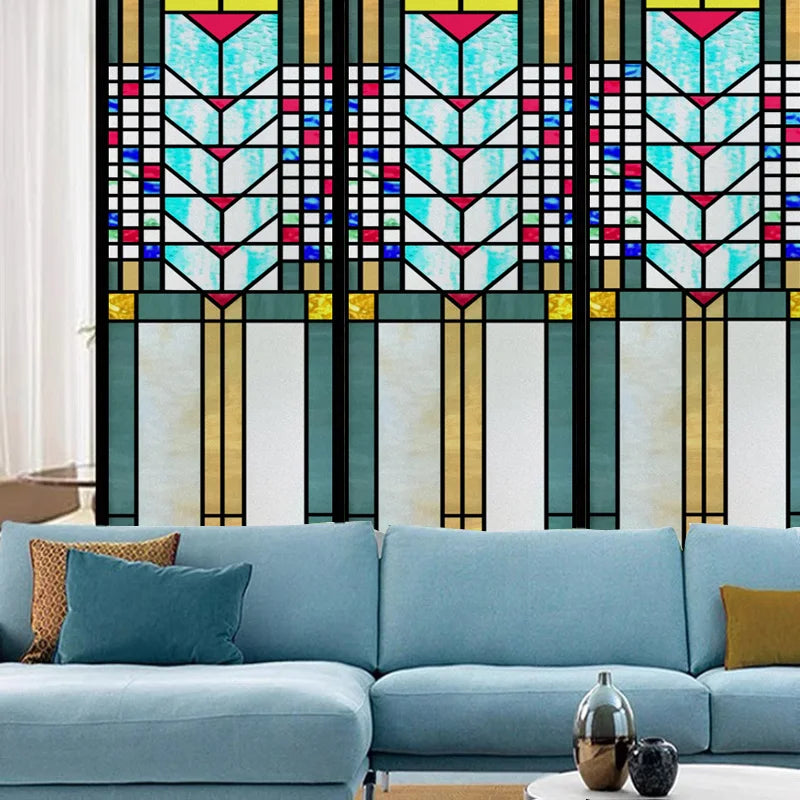 Frosted Stained Glass Window Film, Church Static Cling,Privacy Retro Door Sticker,Kitchen, Office, Home Decor, Customized