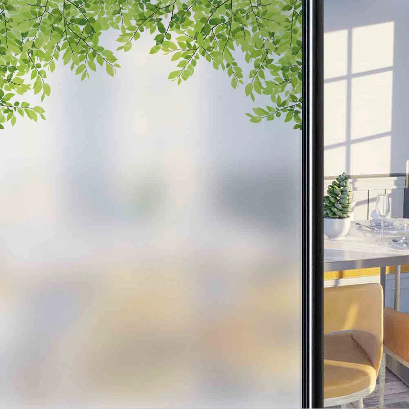 Frosted Stained Glass Window Film, Customized Decor Design, Leaf Static Cling Sticker,Home Decor Foil, Treatment