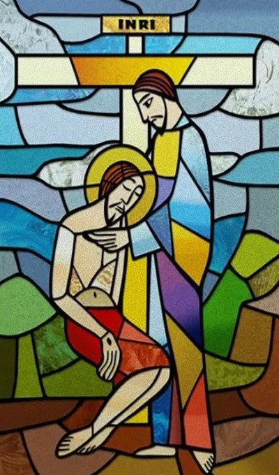 Window Film Frosted Stained Glass Films Customized, Frosted Stained Window Sticker Chuch Style Jesus/Christ Painting