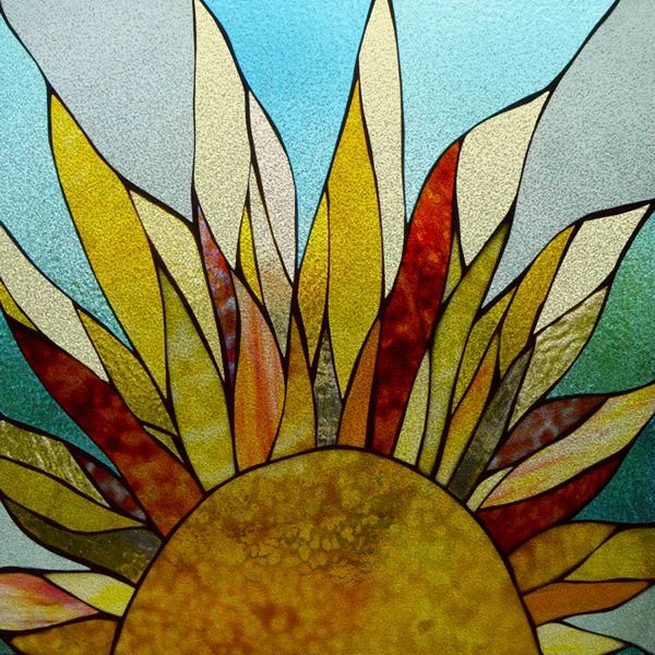 European Church Mosaic Stained Glass Films,Window Stickers Static Cling,Sun, Mosaic, Custom made to fit any Window Size or Shape