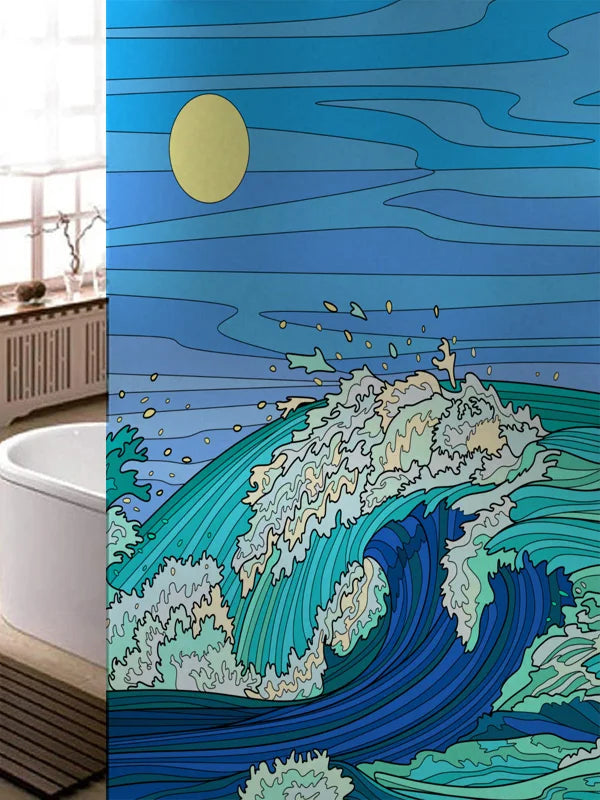 Stained Glass Window Film, Frosted Glass Sticker, Custom Size Castle Cartoon Pattern for Kids Room Door, Poster, Home Decor