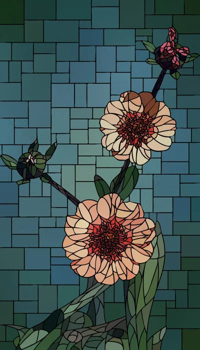 Frosted Stained Glass Window Film, Customized Art Deco Design, Flowers Static Cling Sticker,Home Decor Foil, Treatment