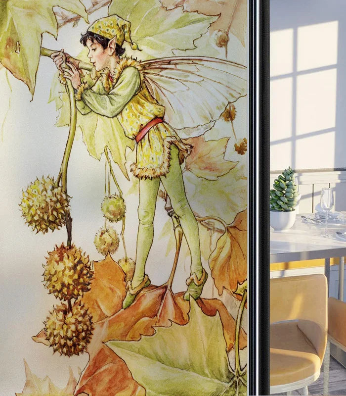 Custom Size Glass Window Film Static Cling Frosted Glass Films Foil Stickers Waterproof For Bathroom Kitchen Door Flower Fairy
