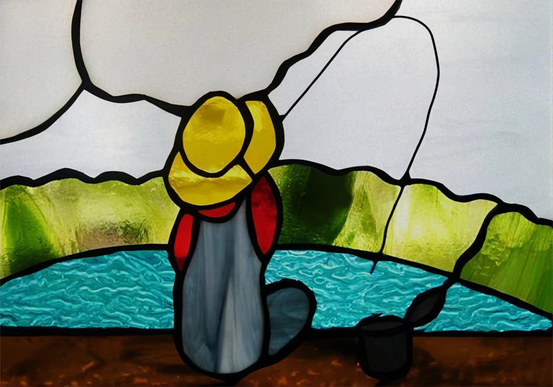 Landscape painting Stained Glass Films Transom/Windows Film Glass Sticker Static Cling Retro Vintage Style Custom Size