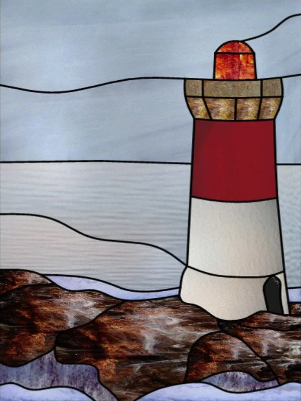 Custom Size Stained Glass Films,Privacy Static Cling,Print Castle, Lighthouse Tower, Sailboat Door Sticker,Office, Home Decor