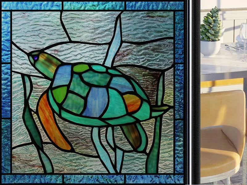 Frosted Stained Glass Window Film, Customized Art Deco Design, Static Cling Door Sticker,Home Decor Foil, Treatment