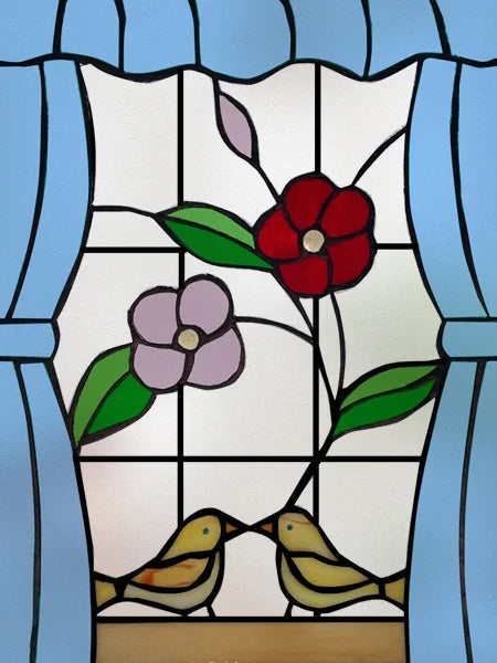 Window Film Stained Glass Films Frosted Static Cling Light-transparent Opaque Privacy Glass Sticker Home Decor Rose Flowers