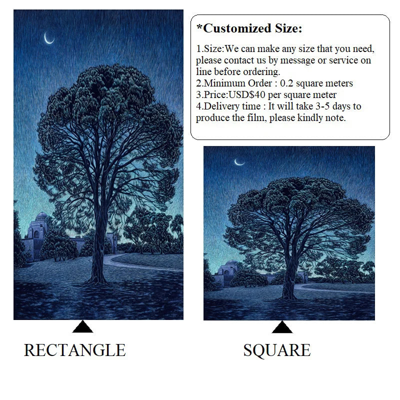 Stained Glass Window Glass Film Frosted Sticker Static Cling Starry Sky,Custom made any Window Size/Shape,Print with Your Photo