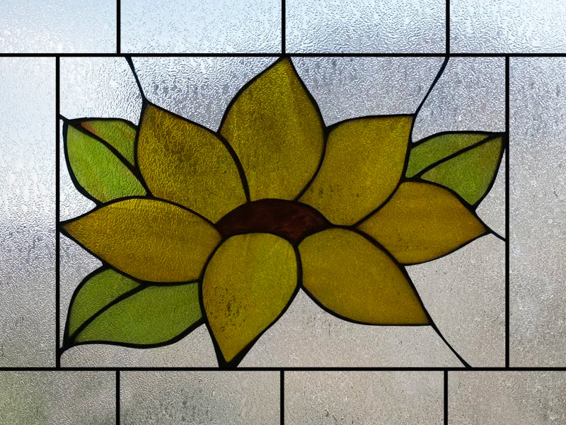 Window Film Stained Glass Stickers,Custom size Static Cling Frosted,Flower Bird Flower Print For Transom Window Glass Home Decor