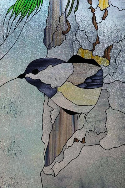 3D Matte Window Film,Stained Glass Decorative Uv Window Sticker,Privacy Frosted Static Cling,Custom size for Glass,Birds,Peacock