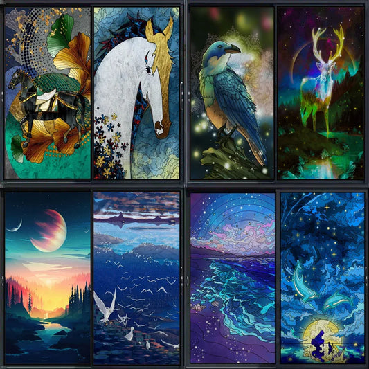 Custom Stained Glass Window Films,Frosted sticker,Privacy Static Cling Light-transparent For Bathroom Sliding door Home Office