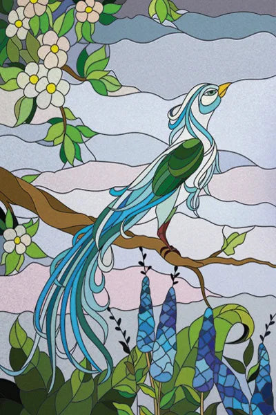 Window Film Stained Glass Stickers,Custom size Static Cling,Frosted Privacy Print Bird,Peacock,Heron,Owl,For Window Home Decor
