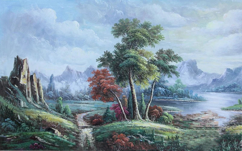 Window Film Stained Glass Stickers,Custom size Static Cling Frosted Privacy, Landscape,Tree Print For Transom Window Glass Home