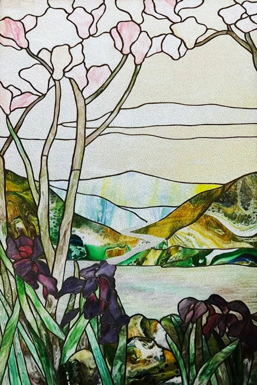 Custom Size Stained Glass Window Film Door Stickers Frosted Privacy Protection Reusable Removable Home-Decor Window Covering