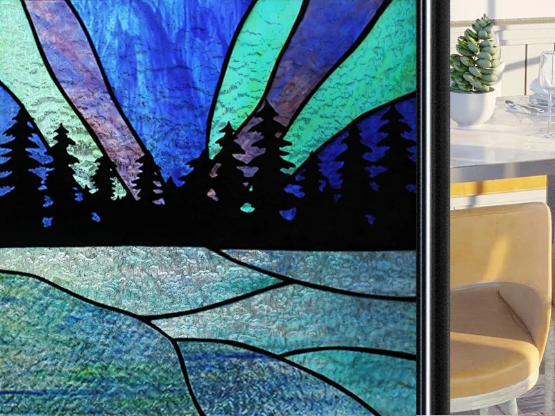 Frosted Stained Glass Window Film, Customized Art Deco Design, Static Cling Door Sticker,Home Decor Foil, Treatment