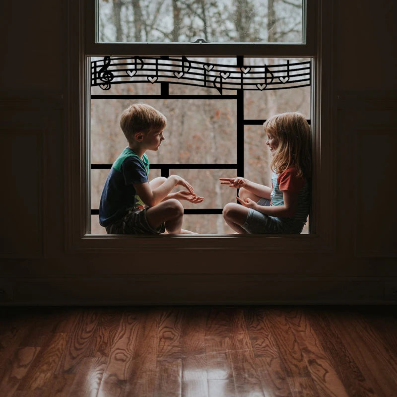 Stained Glass Window Film Transparent Glass Sticker Static Cling Custom made Black Line Office Door Anticollision Home Decor