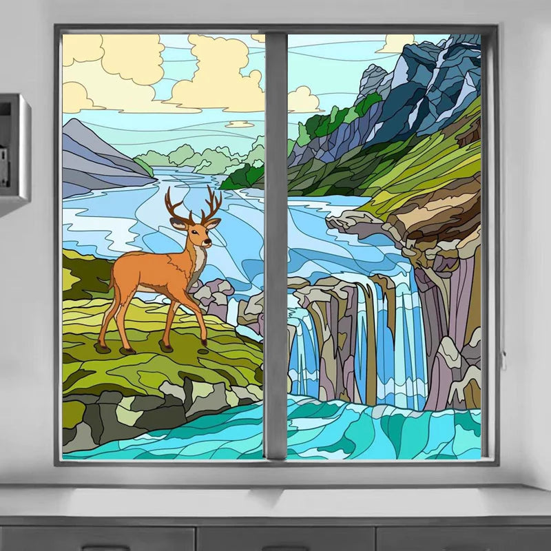 Custom size Glass Films,Window Film Frosted Sticker Fish Cat Birds Animals Print For Kids Room Door Light Box Poster Home Decor