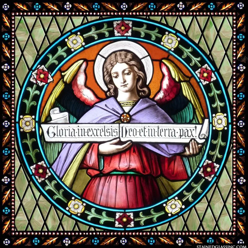 Custom Made Window Film Stained Glass Sticker,Angels Picture,Static Cling Frosted Privacy for House Worship Home Decor