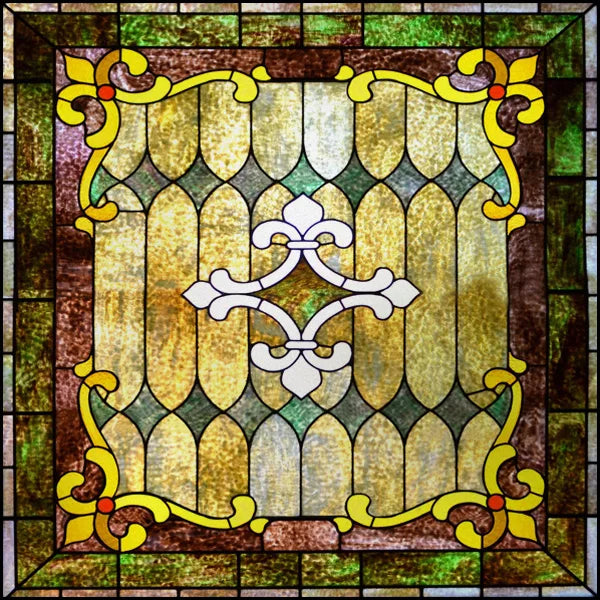Stained Glass Window Film, Square Window Sticker, Privacy Frosted Static Cling, Home Decal, Door, Office, Custom Size