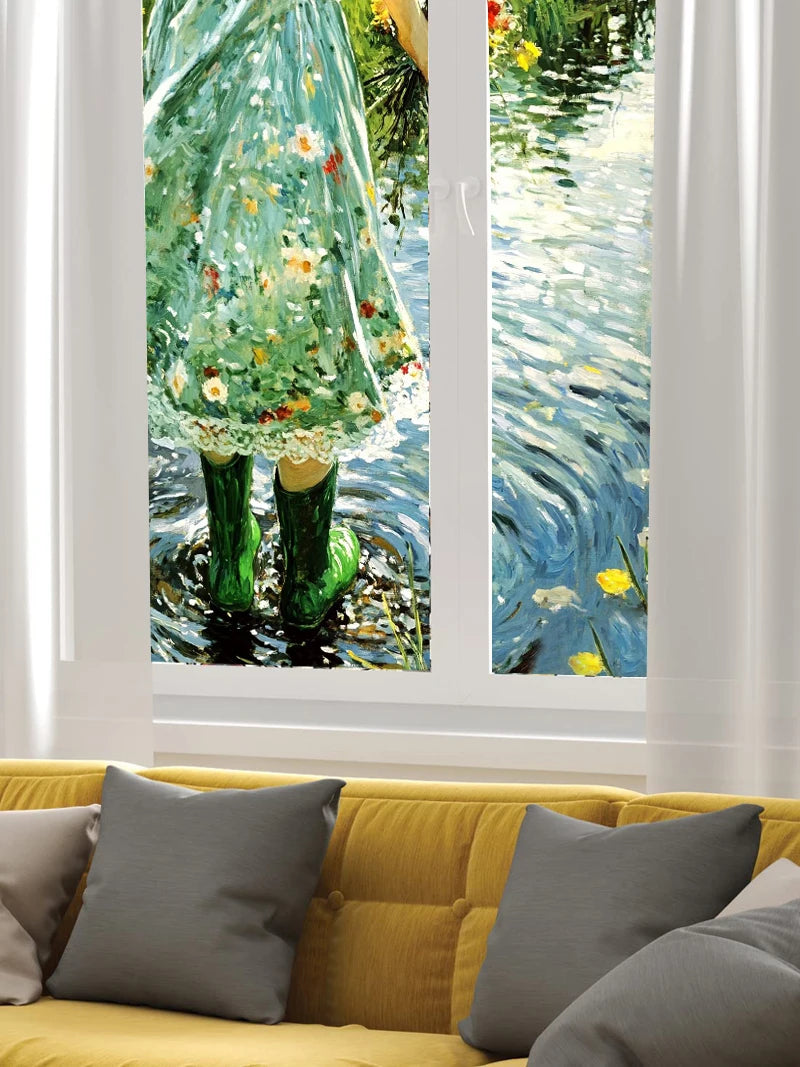 Stained  Glass Film,  Window Sticker,Static Cling, Home Decor, privacy For Bathroom Kitchen Home Decor Custom Size