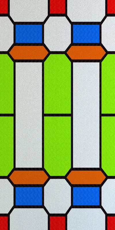 Frosted Stained Glass Window Film, Reusable Window Covering, Sun Catcher, Mosaic Rainbow Color, Privacy, Home-Decor