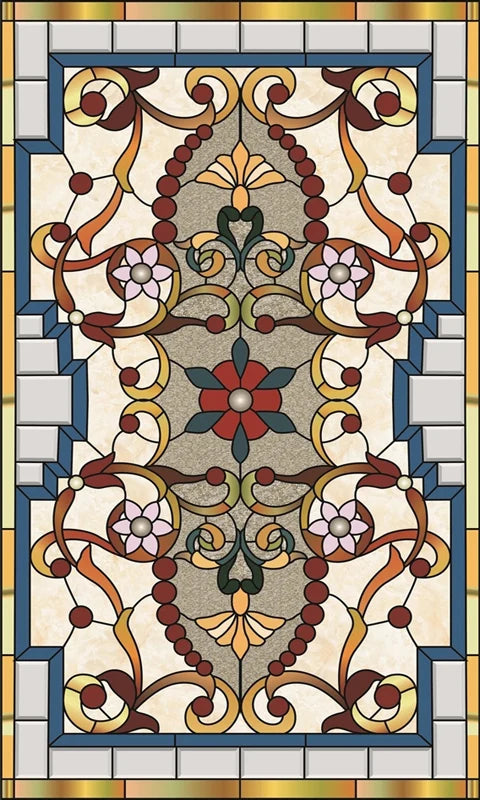 Window Film Victorian Stained Glass Films Customized  Church-style Static Cling Sticker Kitchen Bathroom Substitute for Home
