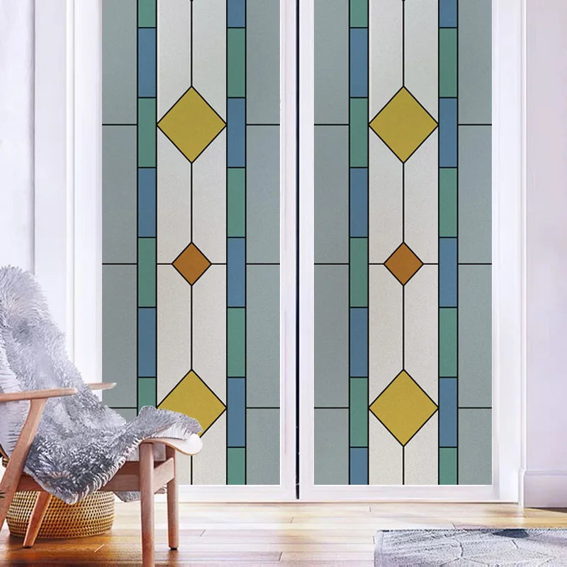 Frosted Stained Glass Window Film, Church Static Cling,Privacy Retro Door Sticker,Kitchen, Office, Home Decor, Customized