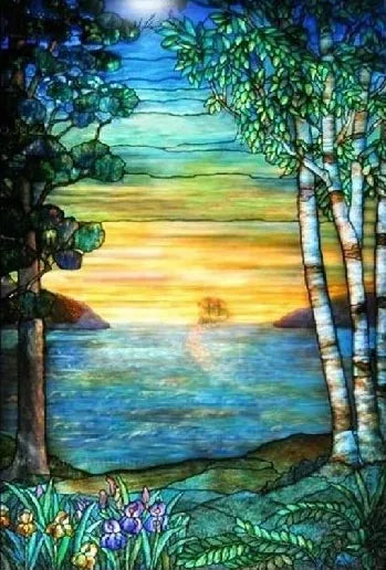 Glass Films Stained Window Film Translucent sticker self adhesive/Static Cling Paper Home decor Landscape painting Tree pattern