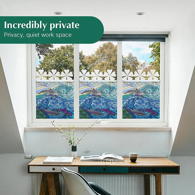 Custom size Stained Glass Window Film Retro Church Painted Mosaic Frosted Static Cling Art Colored Glass Films Sticker