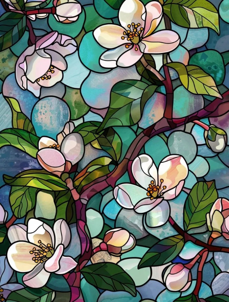 Stained Glass Window Film, Frosted Window Film, ,Privacy,No Glue, Static Cling, Home Decorative Flower