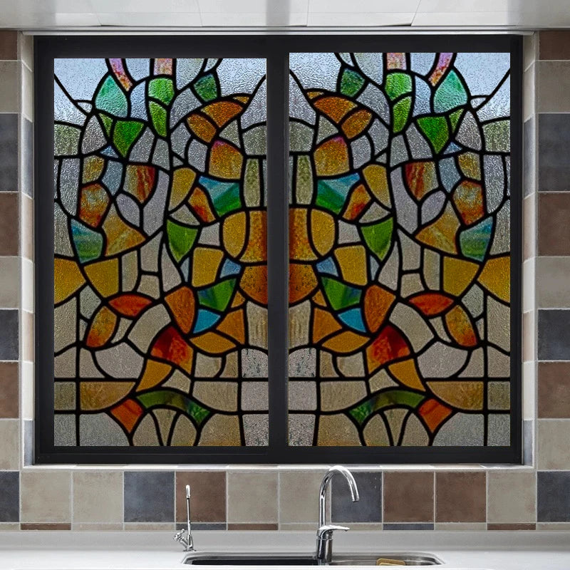 Window Film Stained Glass Films,Frosted Static Cling,Light-transparent Opaque Privacy Sticker,Home Decor,Ginkgo Leaf,Leaves