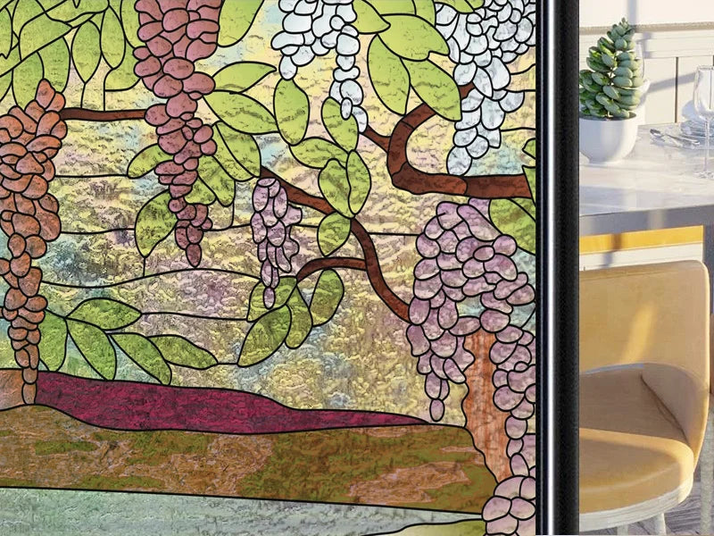 Frosted Stained Glass Window Film, Customized Art Deco Design, Static Cling Door Sticker,Home Decor Foil, Treatment