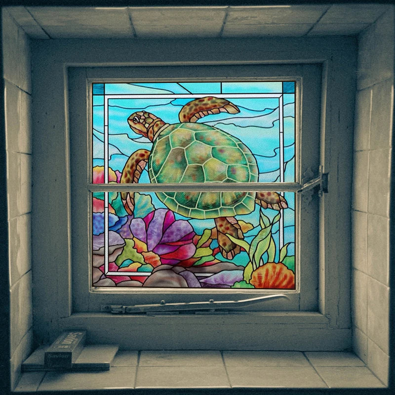 Frosted Stained Glass Film, Customized Art Deco Design, Color Static Cling Sticker,Home Decor Foil, Window Treatment