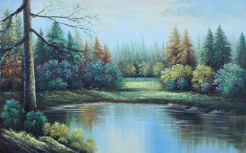 Window Film Stained Glass Stickers,Custom size Static Cling Frosted Privacy, Landscape,Tree Print For Transom Window Glass Home