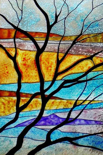 Custom Size Stained Glass Stickers,Static Cling,Frosted Privacy Print Tree, Window Door, Home Decor