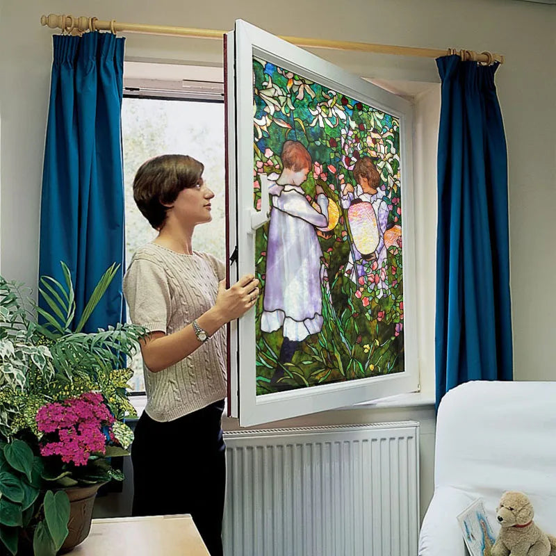 Custom Size Stained Glass Films,Window Film Frosted Sticker,Static Cling Frosted Foil For Kids Room Door Stickers Home Decor