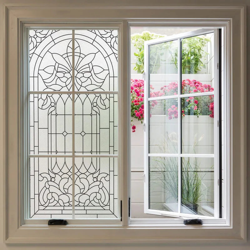 Custom Size Stained Glass Window Film,Frosted Privacy, Static Cling, Door Sticker,Kitchen, Bathroom, Home Decor