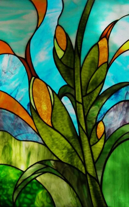 Custom Size Stained Glass Stickers,Static Cling,Frosted Privacy Print, Tree,Rivers for Window, Door, Home Decor