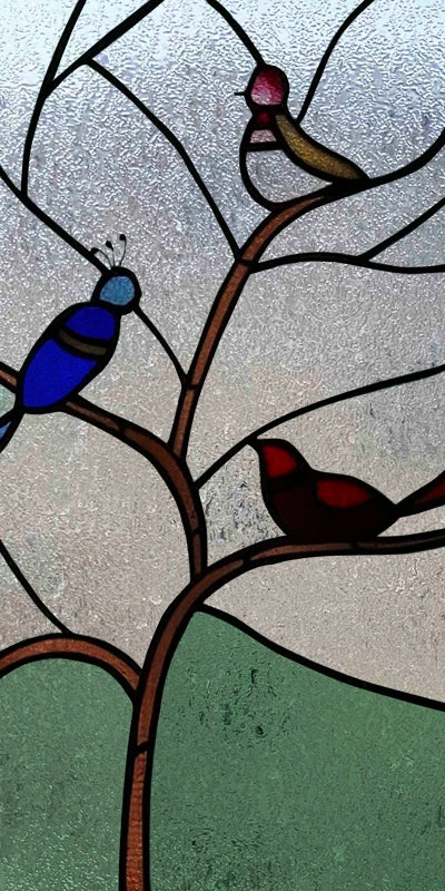 Custom Size 3D Matte Window Film, Stained Glass, Decorative UV Window Sticker, Privacy Frosted Static Cling, Home Decal,Peacock