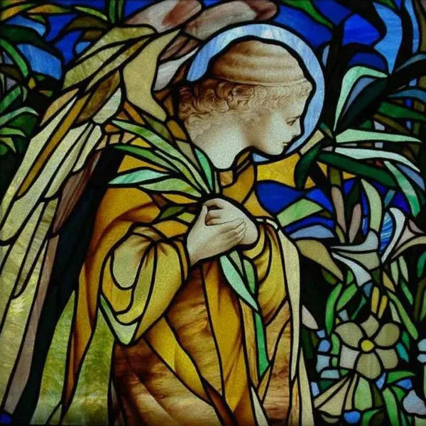 Stained Glass Window Film, Custom Size, Static Cling,Women Jesus Christ Angels Virgin Mary Picture ,Home Decor, Window Treatment