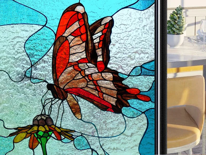 Frosted Stained Glass Window Film, Customized Art Deco Design, Static Cling Door Sticker,Home Decor Foil, Treatment