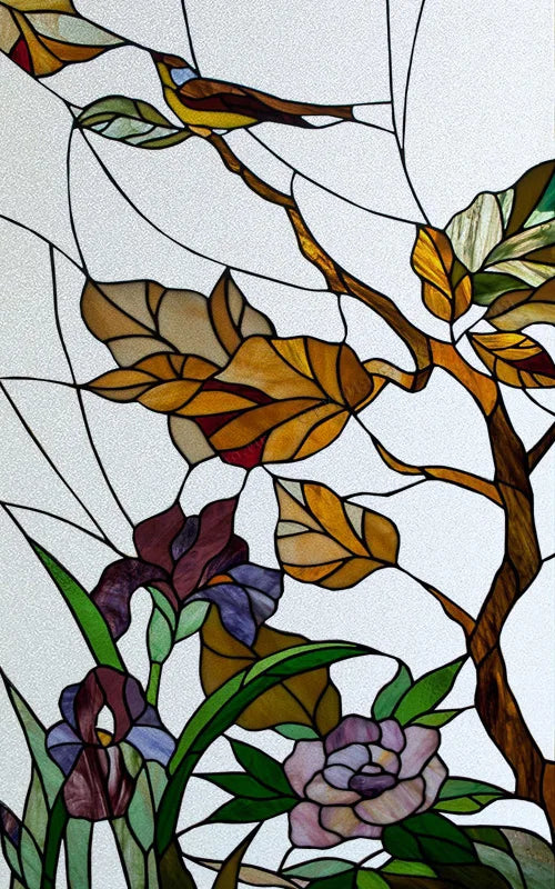 Frosted Stained Glass Film, Custom Size, Privacy, Static Cling,Door Sticker, Bathroom  Kitchen  Home Decor,Rose,Flower, Fruit